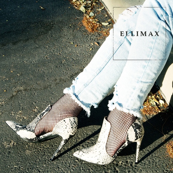 NEW🔥 Snake Pointed Toe Booties Stiletto High Heel - Picture 2 of 6